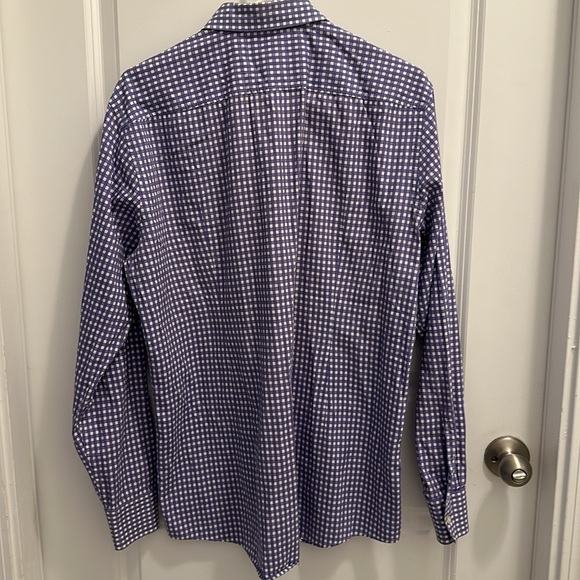 Hugo Boss Sharp Fit Button Down Shirt Purple White Checkered Size L - Picture 6 of 6